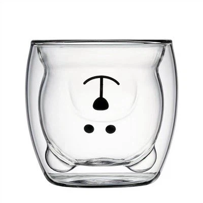 Söta björnformade dubbelväggskaffeglas i glas